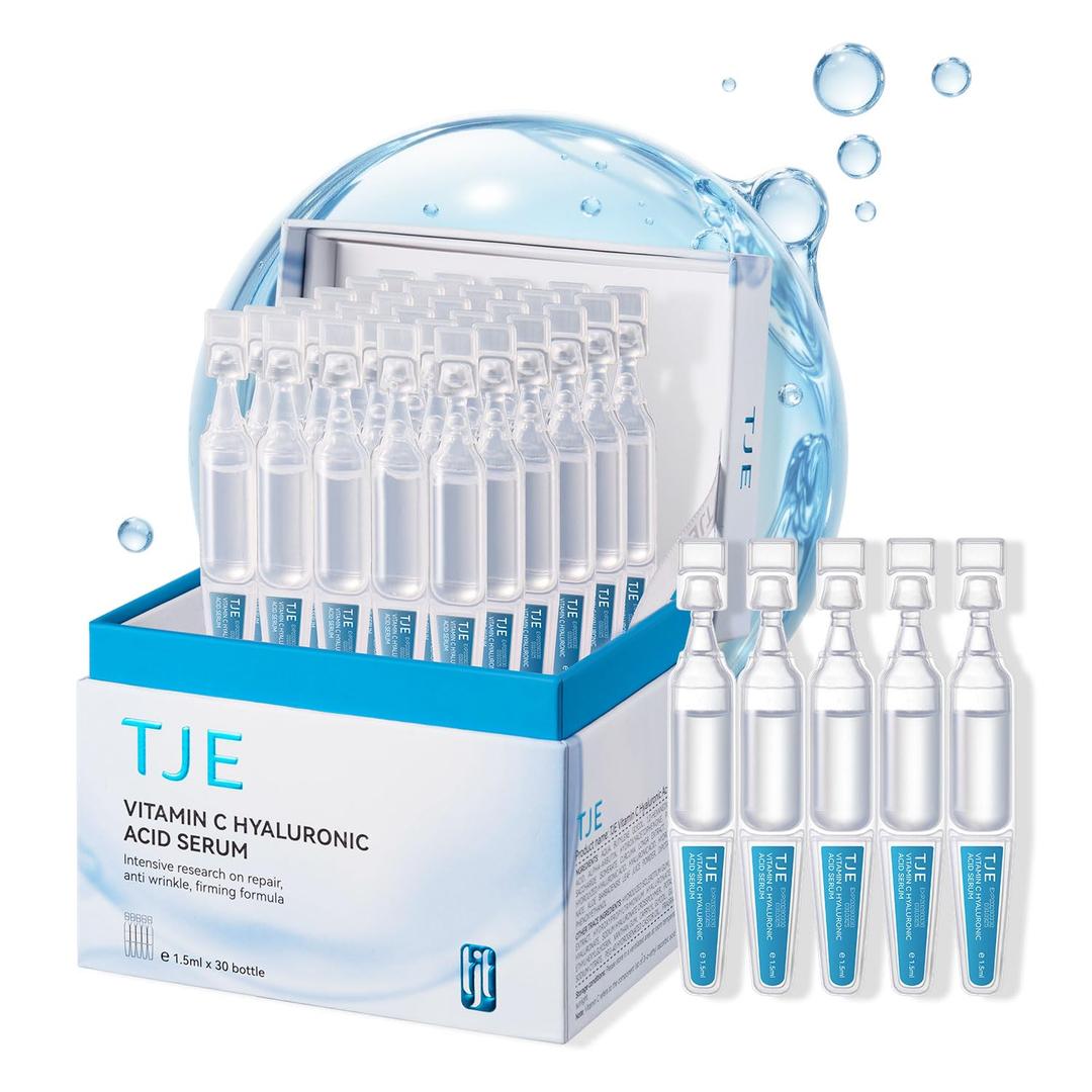 5% VC Hyaluronic Acid Serum for Face| 8-Tier Hyaluronic Acid for 72-Hour Moisture Lock | Anti-Aging, Firming & Brightening | Ceramide-Infused for Sensitive Skin Soothing -30pcs