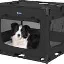 Veehoo 36 inch Soft Dog Crate, Lightweight Dog Cat Kennel for Large Dogs, 3-Door Cat Dog Playpen Puppy Playpen Indoor, 5 x Durable Mesh Screen, Indoor & Outdoor Use, Assembly Required, CWB2429CP (36"L x 25"W x 25"H, Black)
