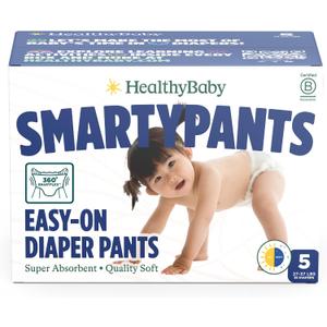 HealthyBaby Size 5 Pull Up Style Training Pants (38 Count) Easy Pull-On & Tear-Away Design for Potty Training Leak Protection for Active Toddlers EWG-Verified Safe, Plant-Based