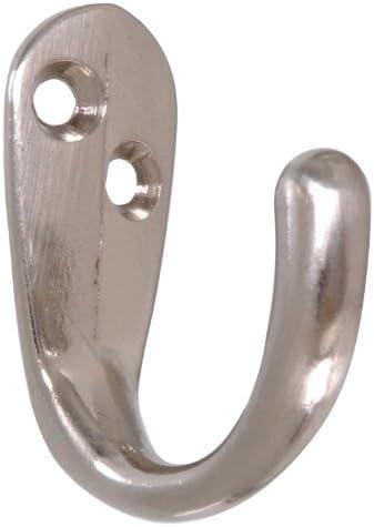 Hardware Essentials 852283 Clothes Hooks Satin Nickel -6 Pack
