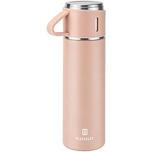 Stainless Steel Thermo 500ml/16.9oz Vacuum Insulated Bottle with Cup for Coffee Hot drink and Cold drink water flask.(Pink,Single)