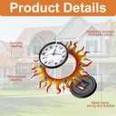 shumi Sun Outdoor Clock, Wall Clock with Temperature Waterproof, Silent Non-Ticking Outside Clocks for Patio Garden Pool Living Room Home