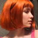 Wig and Sunglasses 12 Inch Short Bob Wigs with Bangs for Women Costume Cosplay Party (Orange)