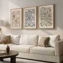 Framed Large William Morris Canvas Wall Art Set of 3, Vintage Nature Floral Artwork Prints, Boho Neutral Botanical Wall Decor for Living Room, Bedroom, Hallway and Office, Total Size 30x60