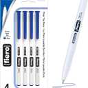 BAZIC Products Fiero Fiber Tip Pen, Fineliner Pens 0.4mm Blue Color Extra Fine Point, Writing Drawing for Graphic Office School (4/Pack), 1-Pack