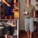 Neer 3 Pack Men's Capri Cargo Pants Big and Tall Baggy 3/4 Shorts Drawstring Below Knee Pants Summer Casual with Pockets (Blue, XXXL)
