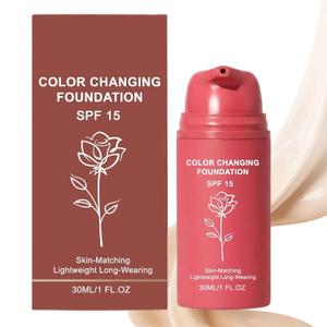 Color Changing Foundation for Mature Skin, Concealer Cover Cream, 2-In-1 Hydrating Lightweight Liquid Foundation, Skin Tone Adapting Foundation for All Skin Types, Natural