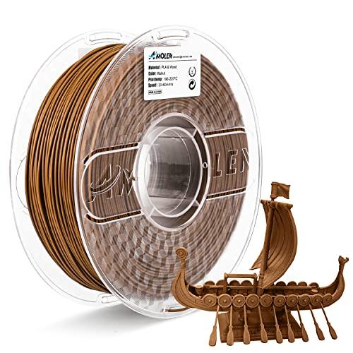 AMOLEN Wood 3D Printer Filament Dark Walnut 1.75mm +/-0.02mm PLA 3D Printing Filament pla Filament with Real Wood Fiber Texture Filament,1KG