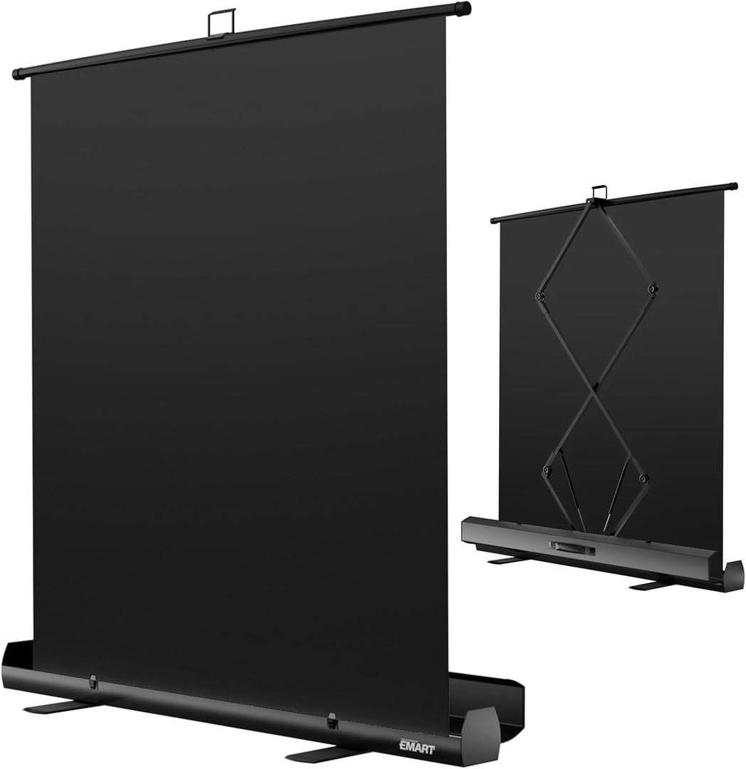 EMART 58x74in Collapsible Black Backdrop Screen, Retractable Chroma Key Panel for Photo Background Removal, Portable Wrinkle-Resistant Backdrop with Stand for Streaming, Photographic Studio, TikTok