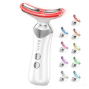 9-in-1 Red-Light-Therapy-for-Face-and-Neck, Portable Facial Massager Tool with Adjustable Vibration & Thermals for Wrinkles, Double Chin, White