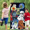 Galaxy Wars Toss Games with 4 Bean Bags - Indoor Outdoor Fun Throwing Game Backdrop Banner Party Activities Space Galaxy Wars Themed Birthday Party Favors Supplies Decoration for Kid Adult