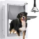 Dog Door for Wall Steel Frame, Telescoping Tunnel & Double Food-Grade Silicone Flaps Pet Door, Doggy Doors with Secure Lock (Pets Up to 40 lbs) - Medium