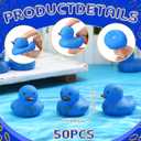 Soulchen 50 Pcs Blue Rubber Ducks Mini with Gold Ring Prints Bath Rubber Squeak and Float Duckies Gift Bulk for Adult Novelty Collectibles Birthday Decoration Party Supplies Lovers