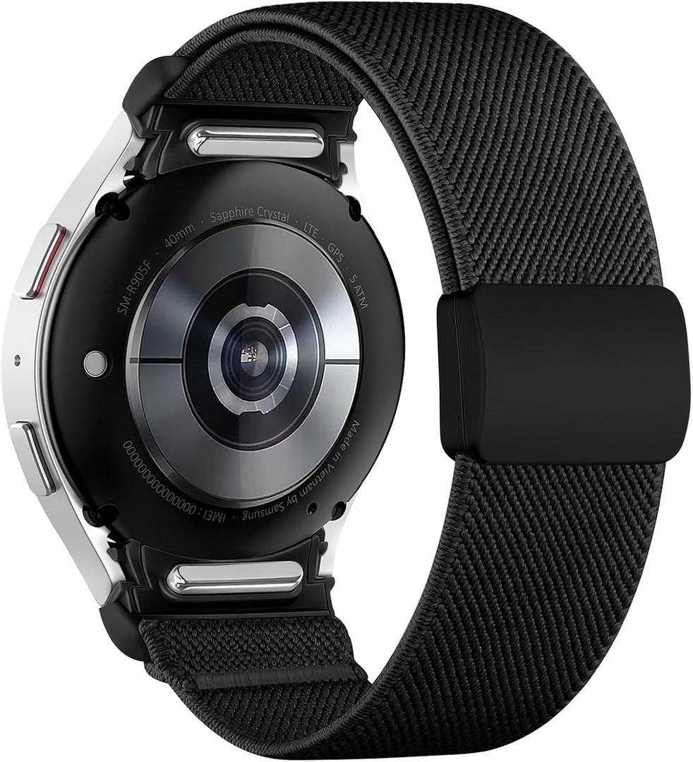 Stretchy Bands Compatible with Samsung Galaxy Watch 7 6 5 4 FE Band 40mm 44mm/5 Pro Band/Galaxy Watch 6 4 Classic 47mm 43mm 42mm 46mm, One Click No Gap Gradient Print Nylon Strap