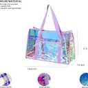 Gohgoh Beach Bag 29L Sand-proof Holographic Beach Bag Iridescent Beach Tote Bag with Zipper and Phone Pouch for Beach, Pool (Pink)