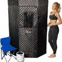 Portable Steam Sauna Box for Home, 5 Layer Waterproof, Portable Steam Sauna with 4L Steamer, Remote Control & Folding Chair, Indoor & Outdoor to Relax & Detox, 36" x 36" x 71" (Black)
