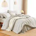 King Size Comforter Set - 7 Pieces Bed in a Bag King, Luxury Comforter Set with Sheets for All Season, Bed Set with Comforter, Flat Sheet, Fitted Sheet, Pillowcases & Shams, Beige