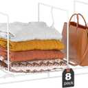 Wire Shelf Dividers for Closet: 12" D x 10.6" H Sturdy Metal Rack Separators for Pantry Organization, Clothes, Purses, Towels - White Coated Steel Accessories Fit Wire Shelving (8 Pack)