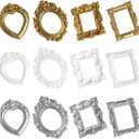 Vintage Mini Picture Frames - Set of 12, Resin Embossed Photo Frames for Display, Jewelry, DIY Crafts, Home and Holiday Decor, Tabletop and Wall Decoration