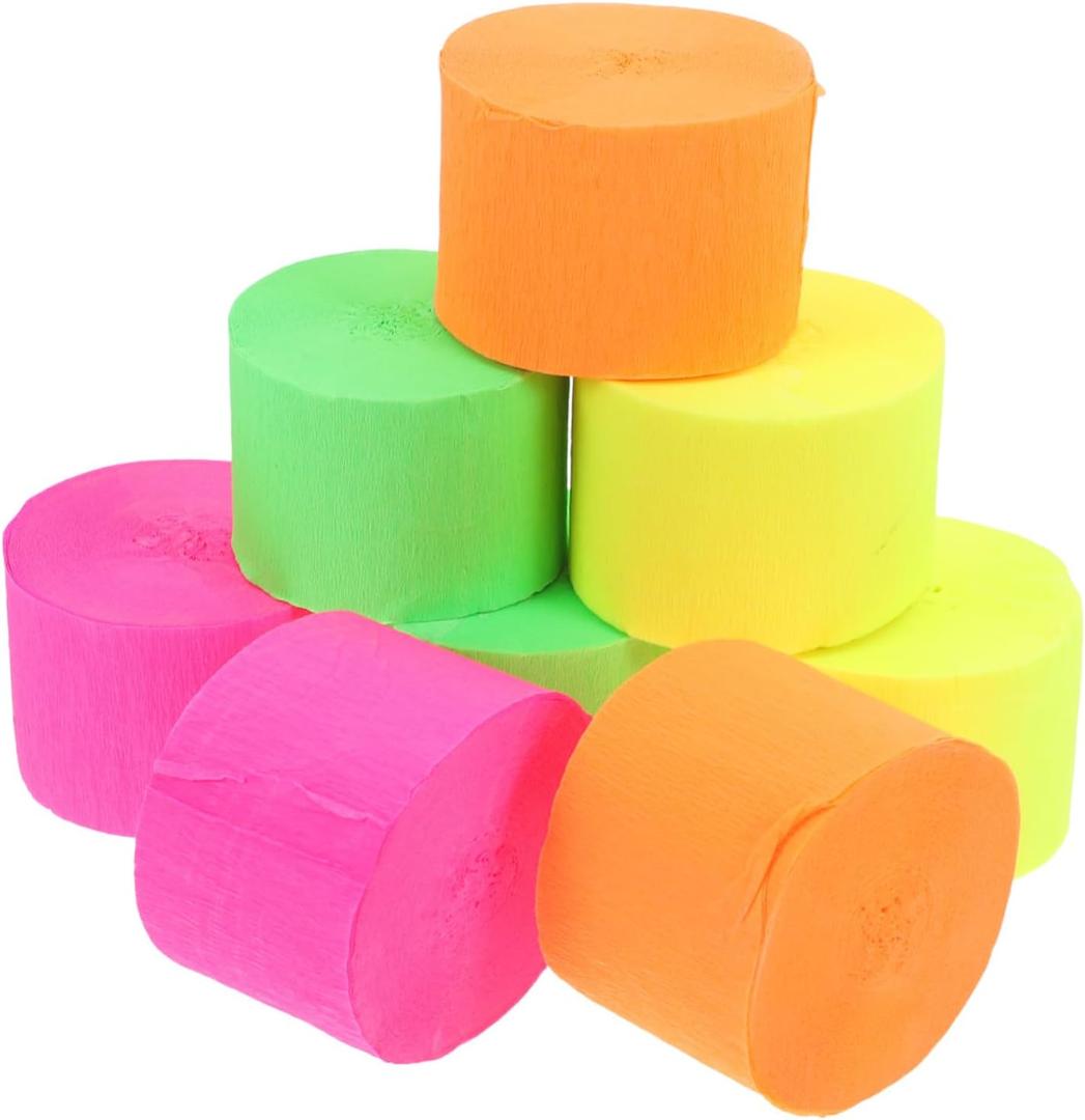 Cabilock 8pcs Colorful Crepe Paper Streamers for Wedding Birthday Party Decorations Crinkled Paper Strips Easy Cutting Shaping for DIY Crafts