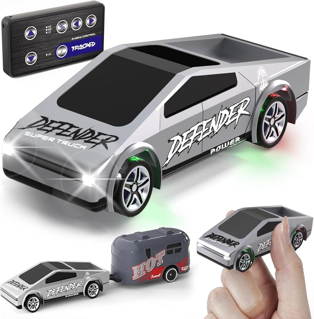 1:64 Mini RC Car Toys - Christmas Small RC Truck 2.4 GHZ Remote Control Cars with Trailer Kit, 3 Speed Adjustable Electric Vehicles Car Toy,Birthday Gift for Boys Age 5+ Years Old
