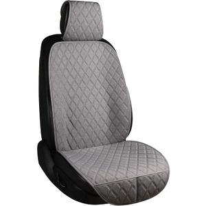 ENOGE Car Seat Cover, Front Car Seat Covers, Driver Seat Protector with Soft & Breathable Cloth Fabric for All Seasons Universal Fits Most Automotive, Van, SUV, Truck (Gray,1 Front) (Linen-Gray-5)