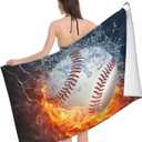 Baseball Sport Cool Ball Beach Towel Large Soft Absorbent Microfiber Quick Dry Oversized Bath Towels For Bathroom Men Boys Pool Camping Travel Swimming Picnic Sports