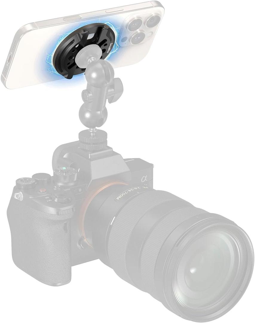 SMALLRIG Magnetic Phone Mount Plate for iPhone 17/16/15, with Cold Shoe Mount & 1/4"-20 Threaded Hole, for DJI Mic 2, Ball-Head Selfie Sticks, Vlogging, Live Streaming, Smartphone Filming-5155