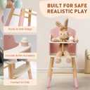 Pithfor Wooden Baby Doll High Chair, Doll Furniture, Fits Up to 18 inch Baby Dolls, 18 inch Doll Accessories - Pink