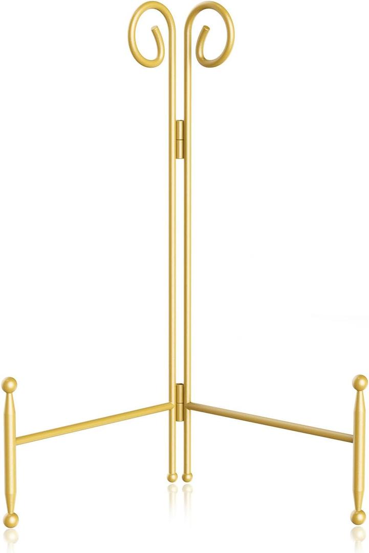 SVENJBB Plate Holder Display Stand, 6 Inch Decorative Plate Stands for Display, Gold Iron Easel Display Stand for Picture, Book, Photo Frame and Decorative Plates (1 Pack)