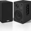 Powered Bookshelf Speaker Pair,60W Home Stereo Speakers with BT,AUX & Type-C Input, 5.5" Carbon Fiber Woofer & 1" Tweeter, Compatible with Turntable, Record Player, Desktop PC and Monitor (Black)