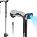 HEALTHBAZAAR Walking Cane with LED Light, Folding Canes for Men & Women with Shock Absorption - Adjustable, Lightweight Collapsible Walking Sticks with Comfort Grip Handle, Heavy Duty All Terrain Tip