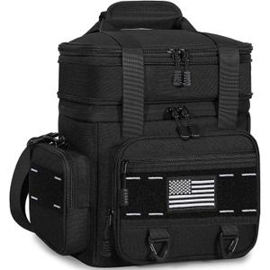 TENKIST Expandable Tactical Lunch Box, Large Insulated Lunch Cooler Bag Heavy Duty Leakproof Lunch Pail for Men Adults Work Office Outdoor Picnic Trips,16L,Black