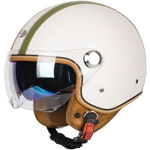 Dual Visor 3/4 Open Face Motorcycle Helmet for Men & Women, DOT Approved Unisex Retro Half Helmet，Motorbike Casco for Moped Cruiser Bobber and Chopper