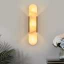 Modern Gold Wall Sconces for Living Room, Marble Sconce Wall Light Fixtures for Bedroom, Alabaster Sconce Lighting for Entryway Bathroom, 1 Pack