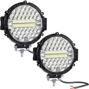 LED Off Road Lights pods 7 Inch 15000Lumen Bumper Round LED Light Bar 201W 12V 24V 6500K Tractor Driving Fog Flood Spot Beam Work Lighting for Pickup SUV ATV UTV Truck 2Pack