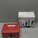 Jssmst Medium Cash Box with Combination Lock - Durable Metal Cash Box with Money Tray Red, 7.87 x 6.3 x 3.35 inches, CB0703M