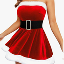 Avidlove Christmas Dress Santa Clause Outfit Mini Dress Casual Swing Dress with Santa Belt
Size M