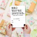 Bro You're Invited, 20 Double-Sided Teen Boy Birthday Party Invitation Cards with Envelopes, Minimalism Birthday Invites for Boys, Party Favors Decorations and Supplies, 30