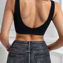 Women's Backless Sleeveless Fitted Crop Tank Top Party Rave Tops Streetwear (Black, L)
