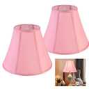 Pink Square Cute Corner Lamp Shades Set of 2, 6.5" × 13" × 10.6" Medium Lamp Shade Replacement, Fabric Natural Linen Hand Crafted(Spider Fitter), Assembly Required