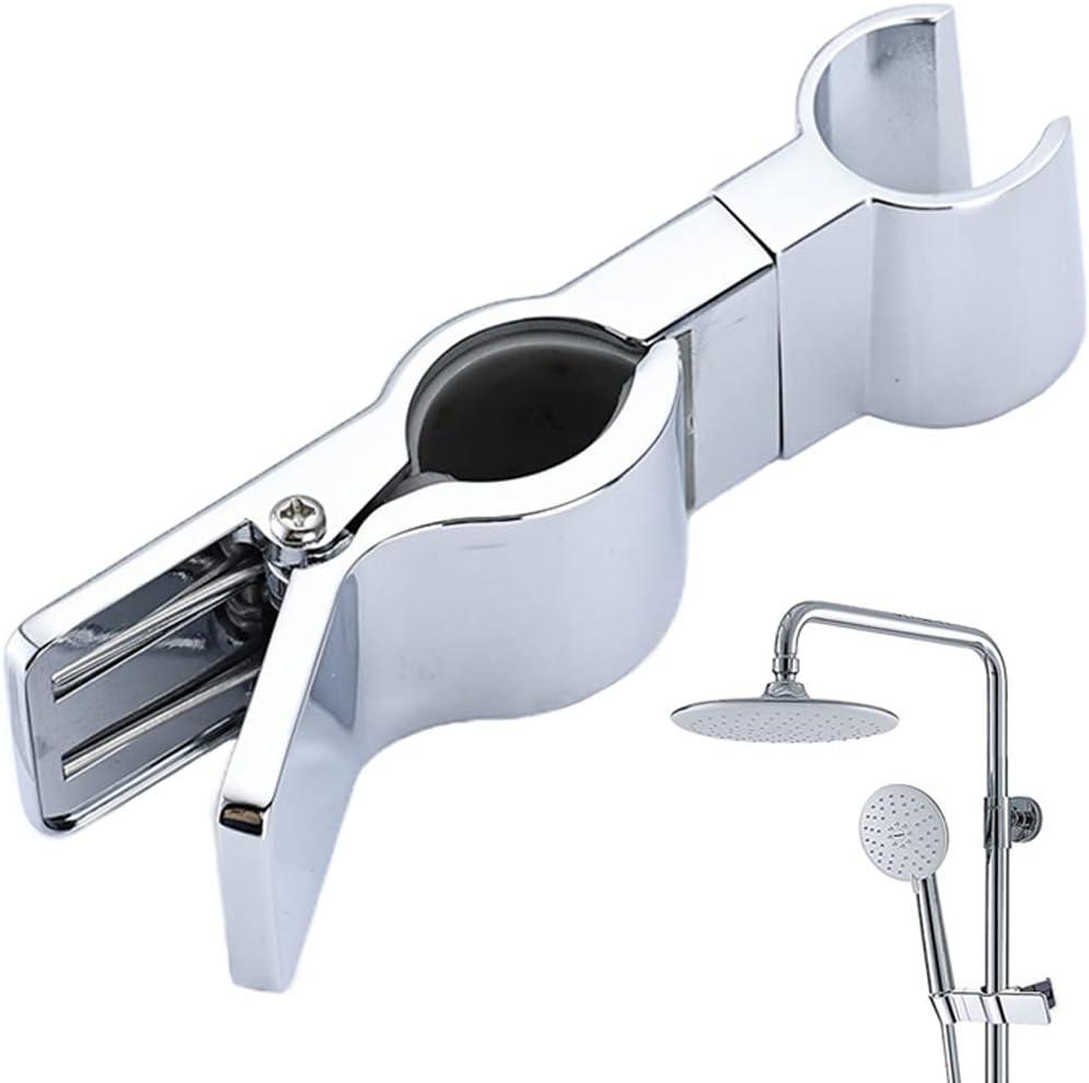 Adjustable Hand Shower Bracket for Slide Bar, Universal 20-25MM Rail Shower Head Holder Slider Clamp Bathroom Replacement 45 Degree Rotation Sprayer Holder