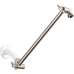 11 Inch Adjustable Shower Head Extension Arm With Locking Set Screw, Singing Rain Brass Nickel Brushed Angle Height Adjustable, Easy To Install, G1/2 Universal Connector Compatible (Nickel Brushed)