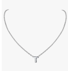 PROSILVER 925 Sterling Silver Small Initial Necklaces for Women, Personalized Dainty Letter Necklace A-Z, Elegant Silver/Cool Black, 16"-18" Adjustable, Come with Box