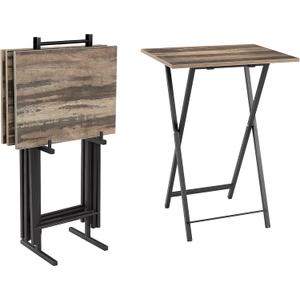 JOIN IRON Foldable TV Trays for Eating Set of 4 with Stand,Folding TV/Snack Tray Table Set,Folding TV Dinner Tables for Small Space, (Slate)