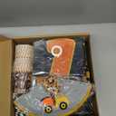 348 Pcs Construction 1st Birthday Decorations, Dump Truck One Year Old Party Supplies Include Balloons Box, Backdrop, Hanging Swirls, High Chair Banner, Hat, Tablecloth, Plates, Cake Toppers