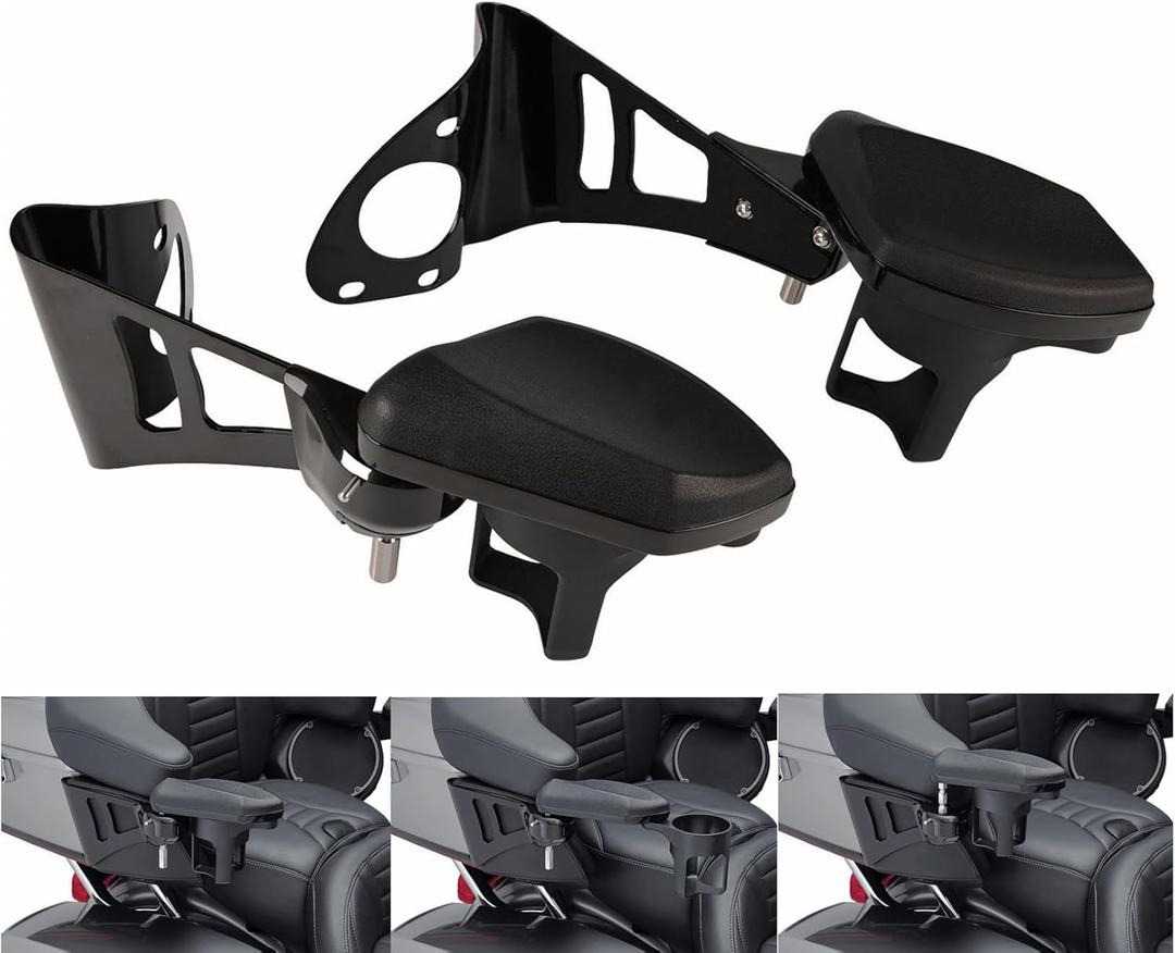Motorcycle Passenger Armrests Adjustable with Cup Holder for Harley Touring Electra Glides Road Glide Ultra Tri Glide 2014-2024 Motorbike Accessories Parts Black