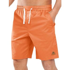 NORTHYARD Mens Casual Cotton Shorts 9 Inch Hybrid Golf Work Board Shorts with Zipper Pockets Quick Dry (Orange, M)