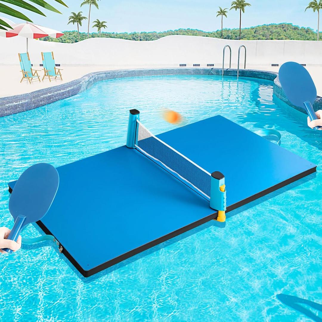 WinnerWhy 2026 Upgrade Heavy Duty Pool Table Tennis Floating Set Foldable Portable High Elasticity Table Tennis Floating Double Layer for Pool Game