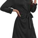 Ekouaer Women's Robe Lightweight 3/4 Sleeve Knit Bathrobe Soft Knee Length Sleepwear Robes with Pockets, Size: 2XL
